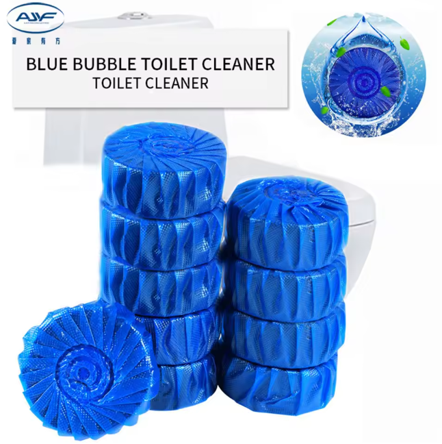 Nettoyant automatique pour toilettes à bulles bleues solide pour salle de bain Désodorisant
