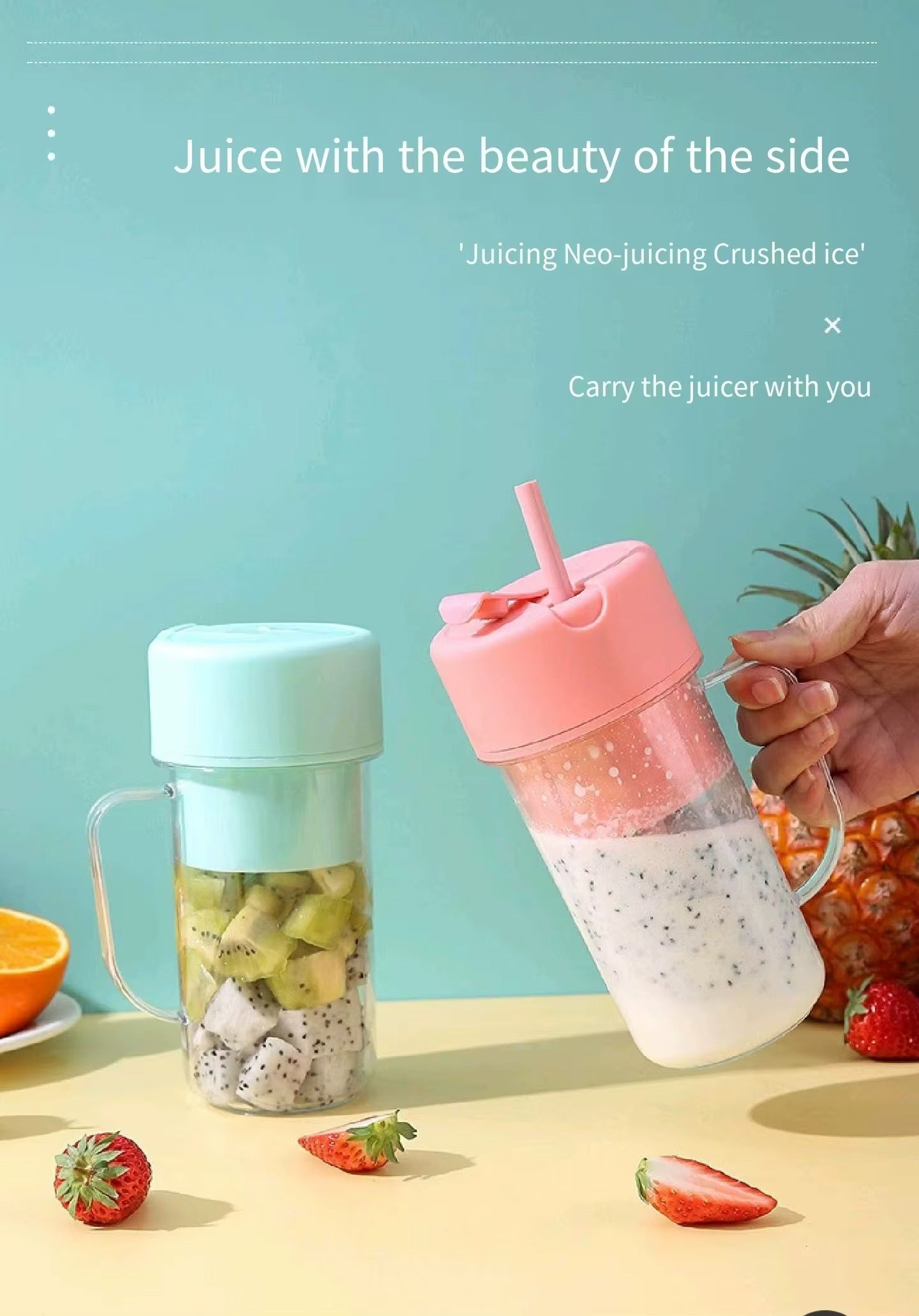 Mixeur Portable USB Multifonction pour Smoothies, Blender Personnel, Tasse à Jus de Fruits avec Lames Puissantes pour le Bureau, maison, la boutique etc...............