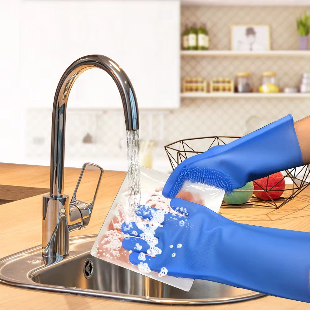 Gants de nettoyage de cuisine multifonctionnels, gants de lavage de vaisselle en silicone isolés antidérapants magiques pour la maison